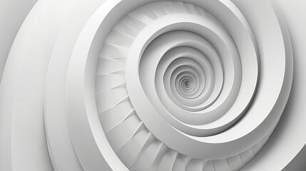 A digital illustration of an endless white spiral with a modern, abstract look.