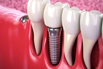 Long-lasting Realistic dental implant. Teeth treatment. Generate Ai