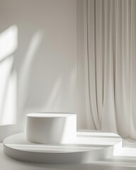 Fototapeta na wymiar Product showcase, minimalistic, white background, soft box lighting, 