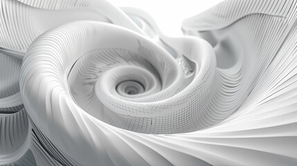 A digital illustration of an endless white spiral with a modern, abstract look.