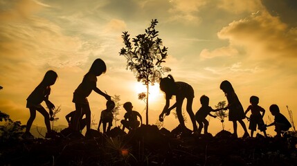 Children's Tree Planting Circle: A Symbol of Hope and Environmental Stewardship