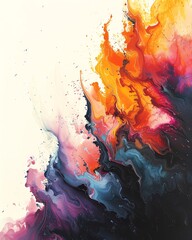 a watercolor fluid strokes and vivid colors to depict a surreal scene of leadership principles evolving in an abstract - obrazy, fototapety, plakaty