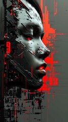 artwork blending futuristic gadgets with psychological symbolism like fractured identities Experiment