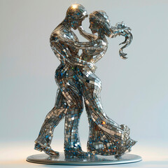Brilliant 3D figure of man and woman couple dancing.  Dancers in action. Isolated on white