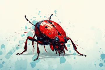 Fototapeten Graphical Red bug insect illustration. Wing nature. Generate Ai © juliars