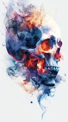 Photo sur Plexiglas Crâne aquarelle a modern skull design in vivid watercolor