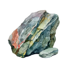 boulder rock vector illustration in watercolor style - obrazy, fototapety, plakaty