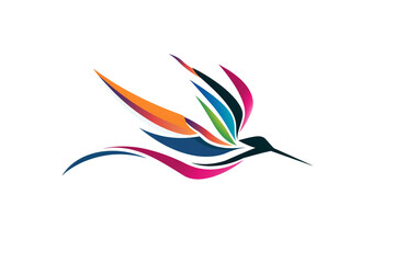 An HD capture of a clean and simple logo featuring an abstract bird in flight, with bold vector lines, set against a white background, exuding professionalism.