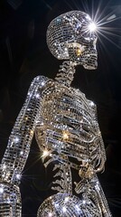 skeleton full body covered of crystals diamonds
