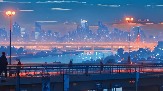 paint a fantastic city skyline night