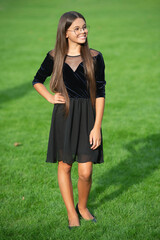 Casual spring style. Stylish girl has long hair. Teen autumn fashion style. Style for elegant girl....