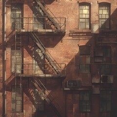 Exploring the Urban Aesthetic: Rustic Fire Escape in an Industrial Setting