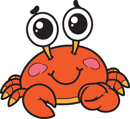 krab 2D cartoon character clipart for children's book © BLP