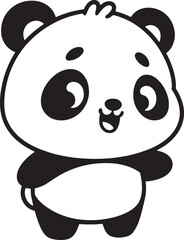 Panda 2D cartoon character clipart for children's book