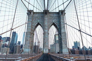 architecture of historic bridge in brooklyn. new york bridge connecting Manhattan and Brooklyn....