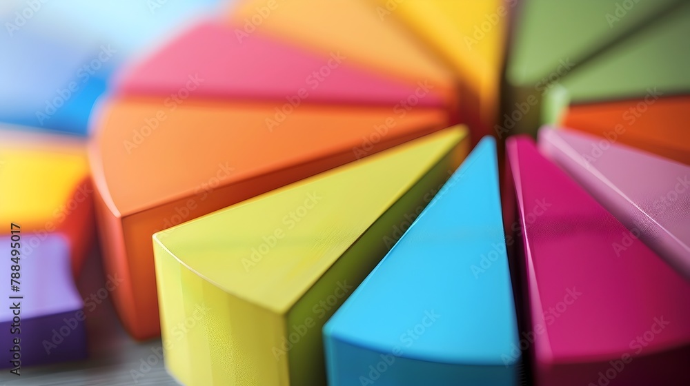 Poster handmade clay pie chart illustrating comprehensive data visualization