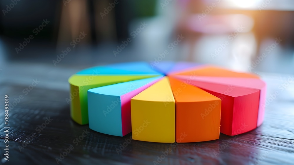 Poster clay-style pie chart illustrating comprehensive data visualization