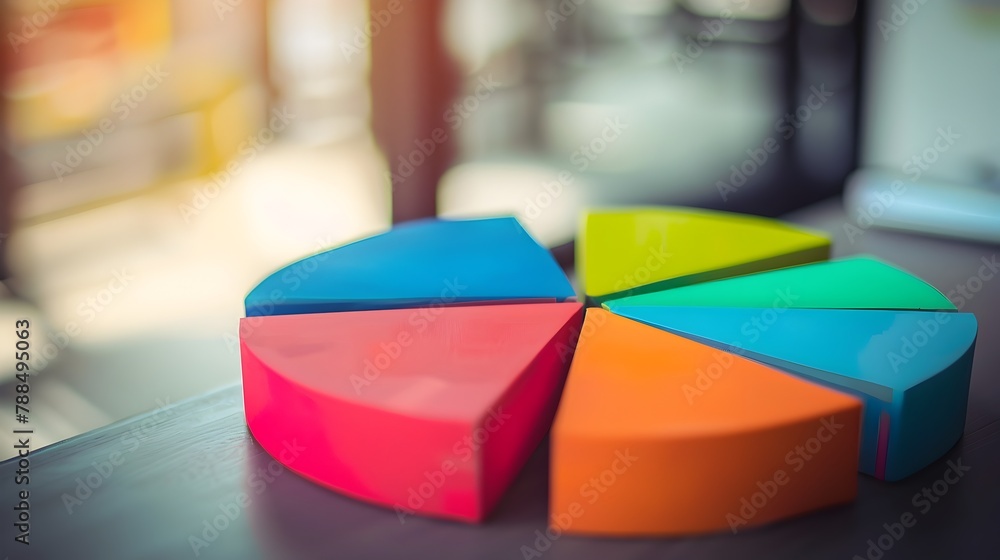 Poster clay-style pie chart illustrating data visualization composition