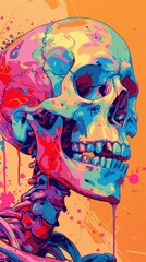 Pop Art Skeleton Infuse bold colors, dynamic shapes, and energetic lines to elevate the skeleton into a captivating pop art masterpiece