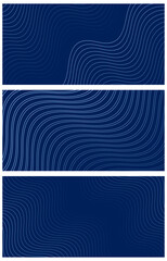 Set of abstract backgrounds with waves for banner. Medium banner size. Vector background with lines. Element for design. Brochure, booklet. Blue. Water, ocean, sky