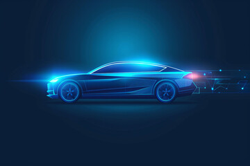 Fototapeta na wymiar Electric blue car icon logo representing innovation and modernity