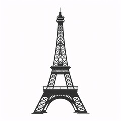 simple eiffel tower icon vector style black on white back