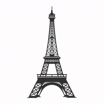 simple eiffel tower icon vector style black on white back