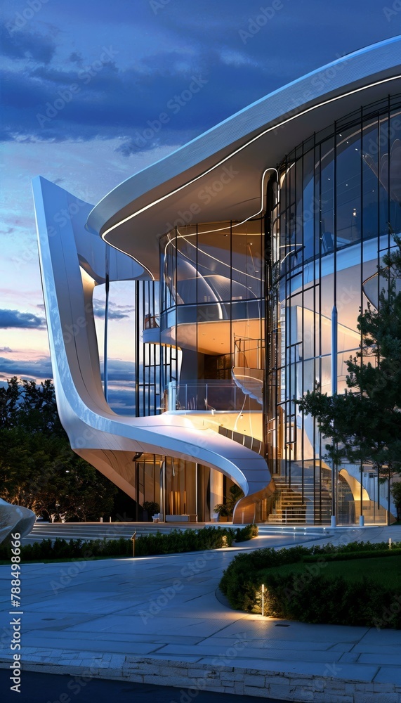 Poster modern architecture sleek and stylish architectural designs featuring curves and glass structures