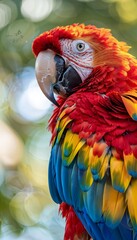 Obraz premium Wildlife Portrait A close-up portrait of a colorful parrot, capturing the essence of wildlife in detail