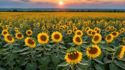 Obraz premium Vibrant field of blooming sunflowers