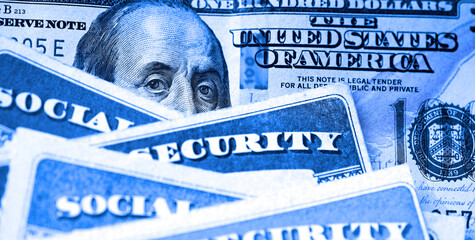 Social Security Cards with US One Hundred Dollar Bill $100 - 788500843