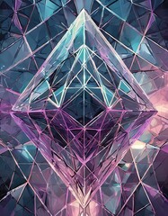 Develop an abstract geometric background that captures the subtlety and complexity of a crystalline structure in a futuristic context