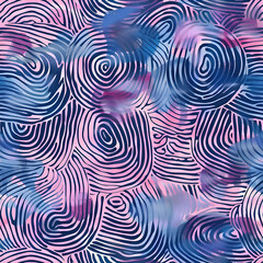 Fototapeta premium A blue and pink swirl pattern with a blue and pink background. The pattern is made up of circles and lines, giving it a unique and artistic appearance. Generative AI