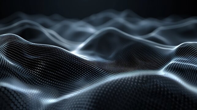 3D rendering of a dark blue surface with glowing white dots.