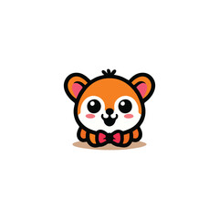 kawaii rat logo, cute sticker, Cute rat brand mascot cartoon character, Animal Logo, Vector illustration of cute shape rat