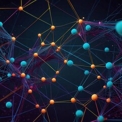 Abstract polygonal space low poly dark background with connecting dots and lines