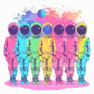 Galactic sports day, alien teams, colorful uniforms, pastel fields, clipart, white background