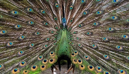 Obraz premium The male of green peacock show that tail feather