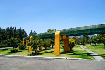 Cundinamarca, Colombia. April 13, 2024. Jaime Duque park near Bogota with a copy of the Taj mahal,...