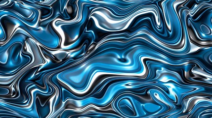 trippy liquid blue metal chrome autostereogram optical