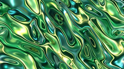 trippy liquid green metal chrome autostereogram optical