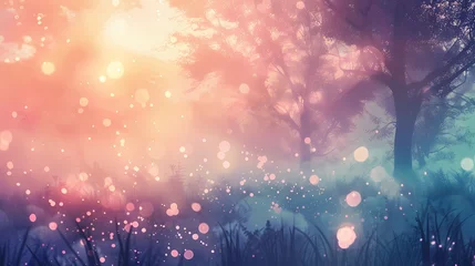 Foto op Canvas Enchanted Twilight: A Dreamy Pastel Landscape © Navaporn