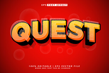 Quest 3d editable text style effect vector