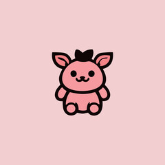 Pig logo, cute sticker, Cute pig brand mascot cartoon character, Animal Logo, Vector illustration of cute shape pig