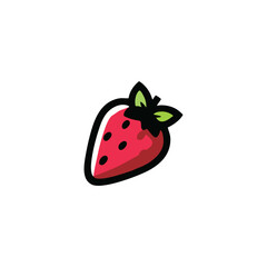 Cute Strawberry character. Vector hand drawn cartoon icon illustration. 