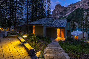 Lodge near Moraine Lake, Banff National Park, Canada.