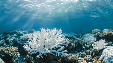 Coral Bleaching Crisis: A Glimpse into the Vibrant yet Fragile Underwater World - obrazy, fototapety, plakaty