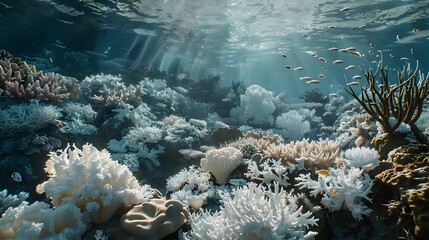Coral Bleaching Crisis: A Glimpse into Ocean's Fragile Beauty - obrazy, fototapety, plakaty