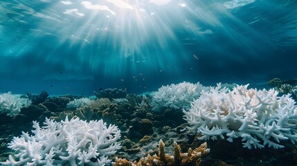 Bleached Coral Reefs: A Glimpse into the Vulnerable Ocean Depths - obrazy, fototapety, plakaty