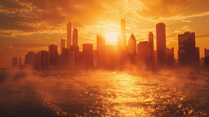 Melting Cityscape under Scorching Sun: A Global Warming Perspective
